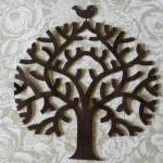Applique Tree on felt with a little bird 9 inch hight
